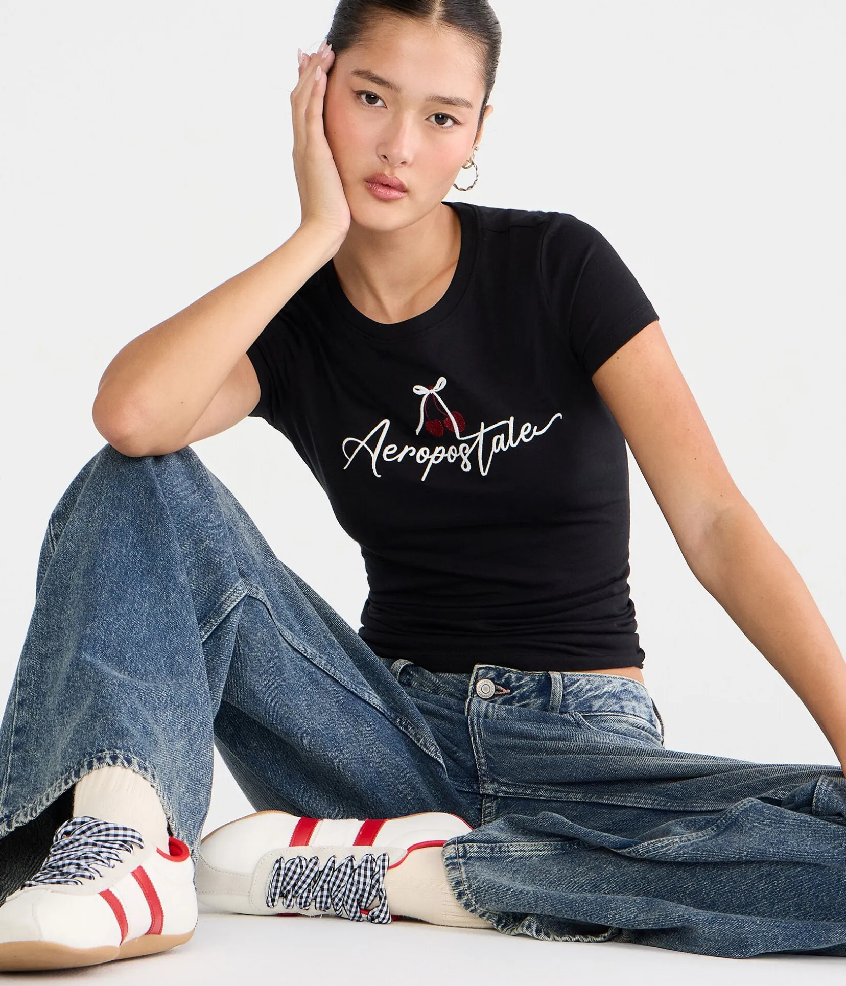 Aeropostale Metallic Cherries Graphic Tee