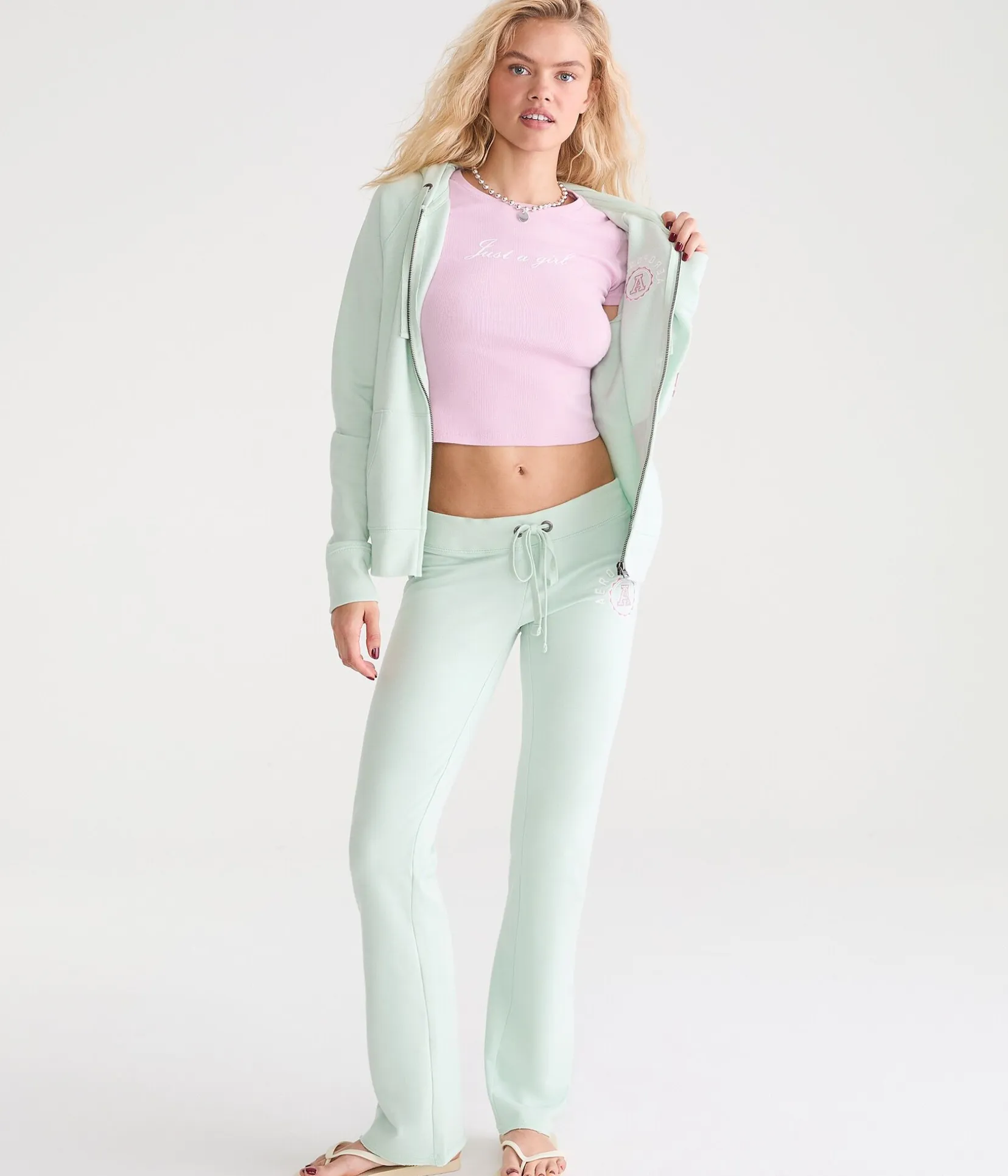 Aero Rhinestone Crest Full-Zip Hoodie