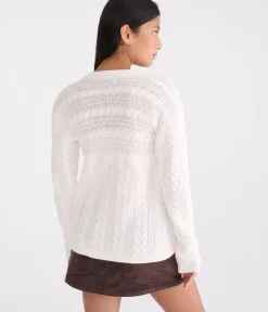 Babydoll One-Button Cable Cardigan