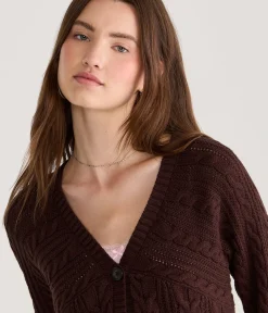 Babydoll One-Button Cable Cardigan