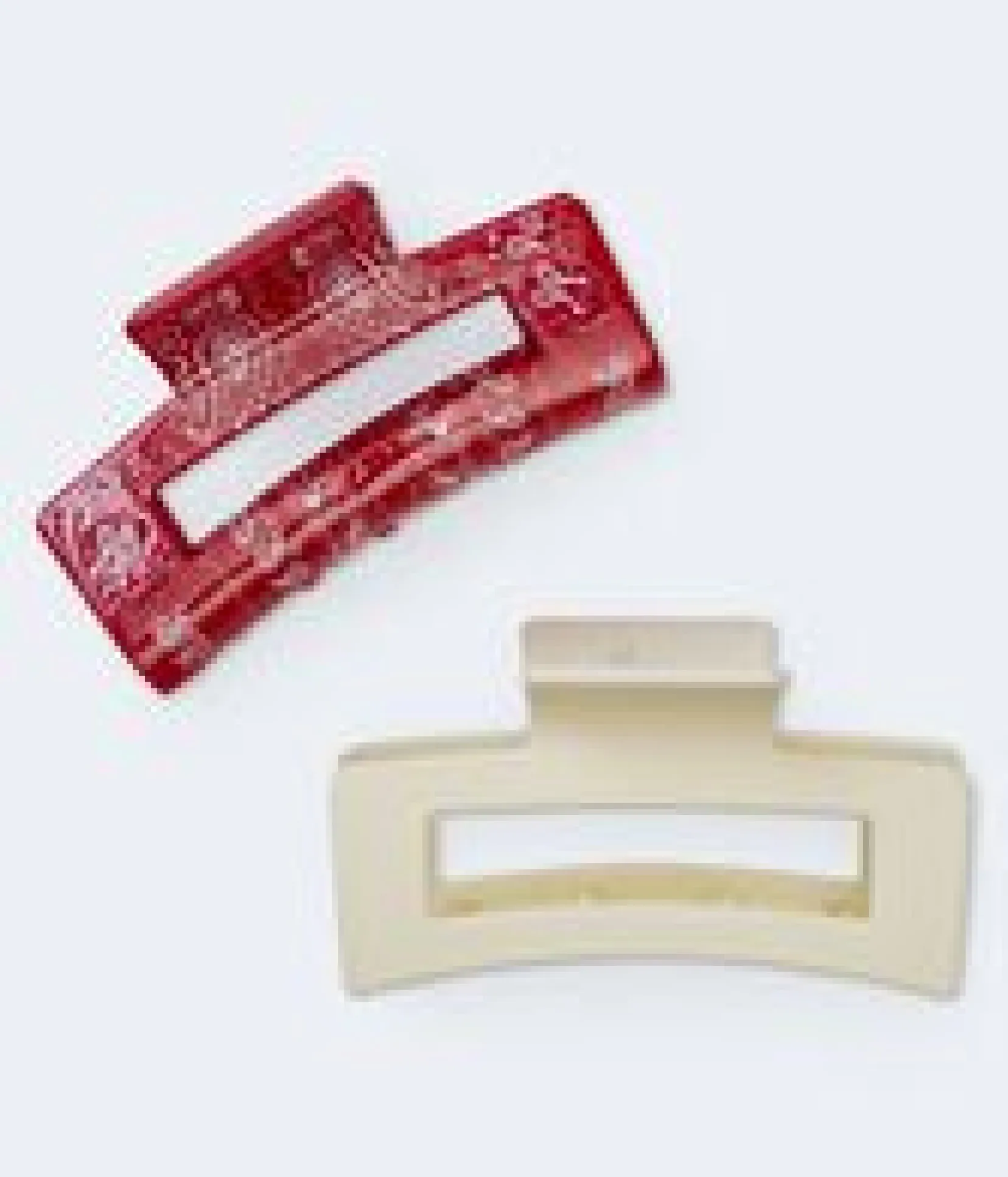 Bandana & Matte Open Rectangle Claw Hair Clip 2-Pack