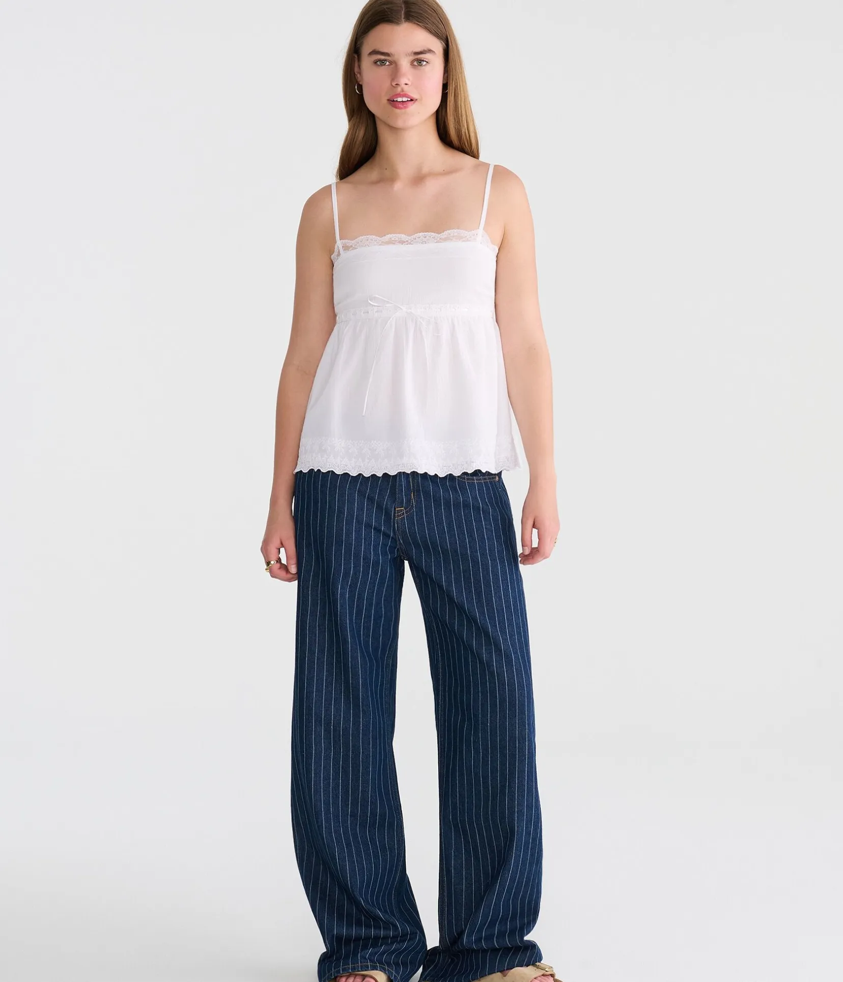 Bow Lace-Trim Square-Neck Cami