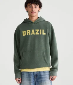Brazil Flag Pullover Hoodie