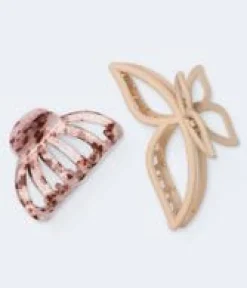 Butterfly & Marbled Claw Hair Clip 2-Pack