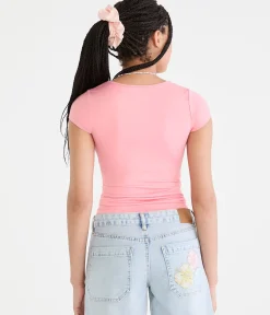 Buttery Soft Cinched Scoop-Neck Tee