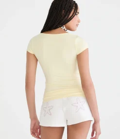 Buttery Soft Cinched Scoop-Neck Tee