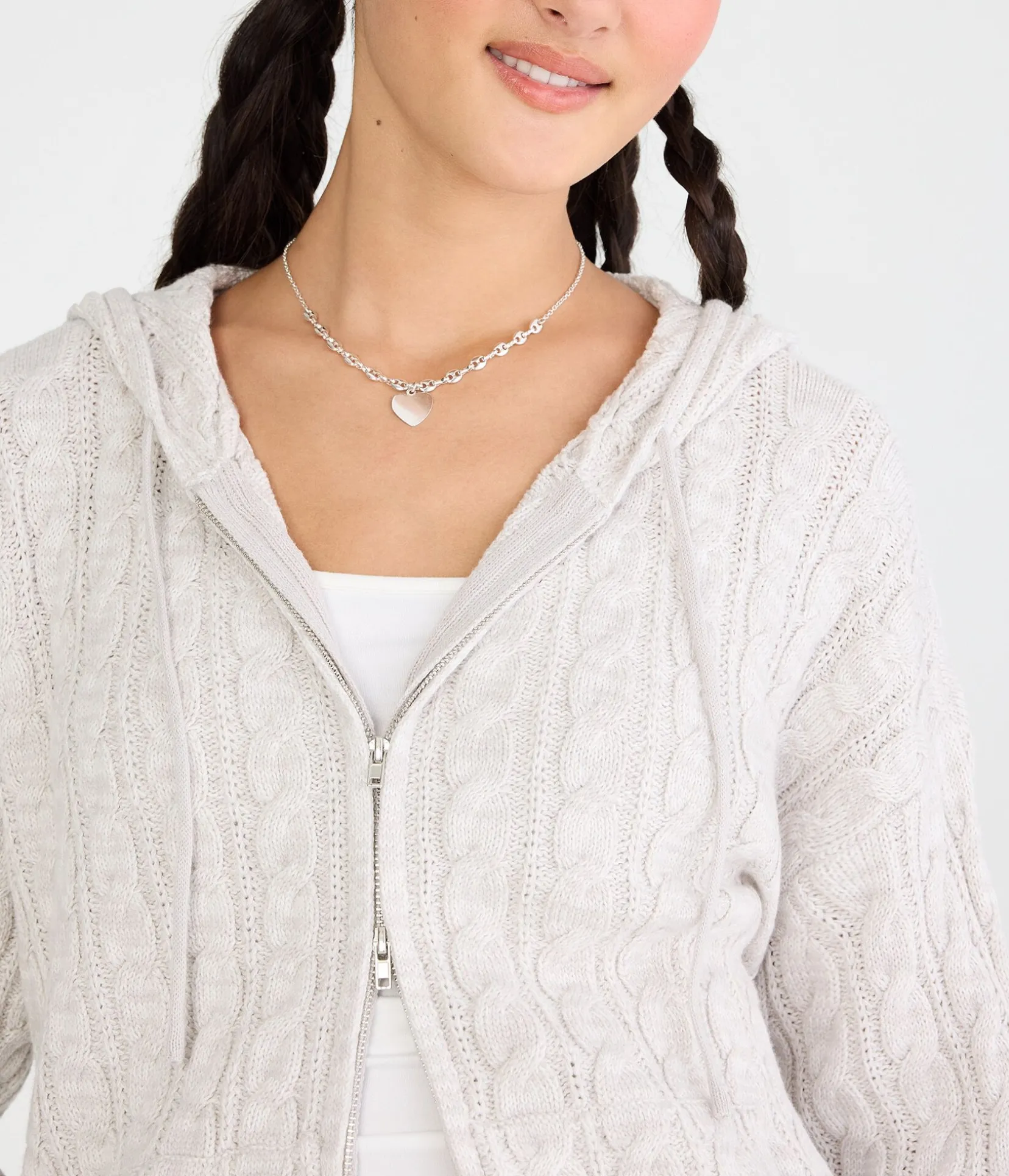 Cable Full-Zip Hooded Sweater