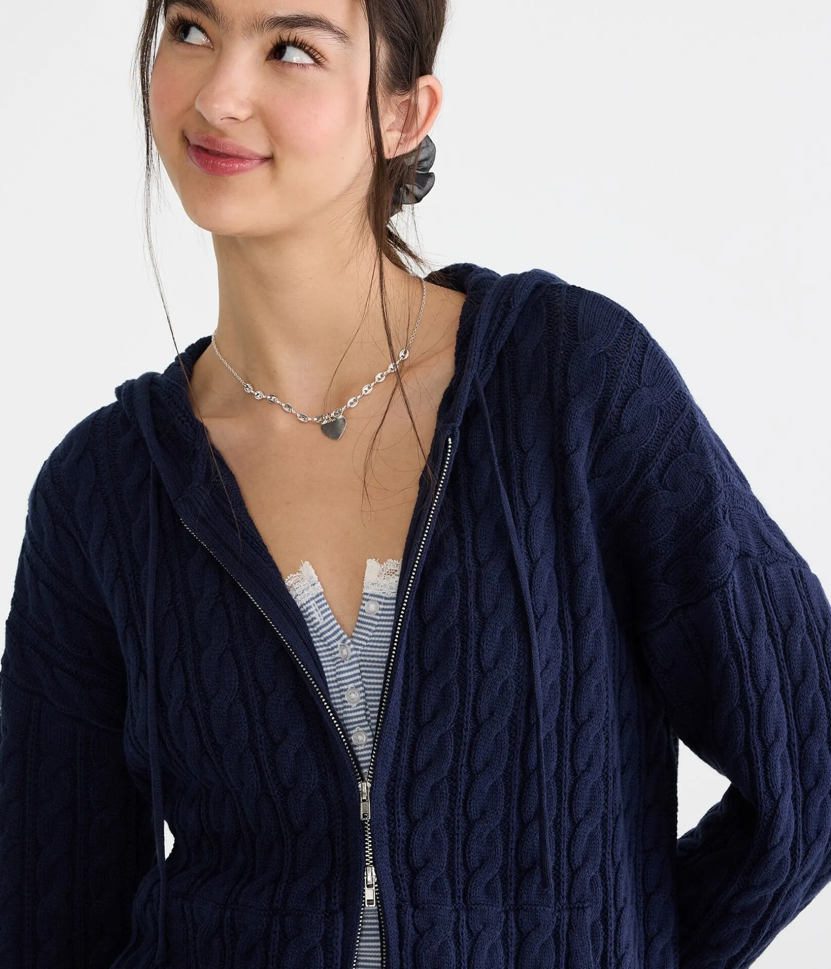 Cable Full-Zip Hooded Sweater