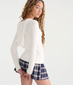 Cable High-Rib Hooded Sweater