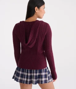 Cable High-Rib Hooded Sweater