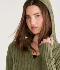 Cable High-Rib Hooded Sweater