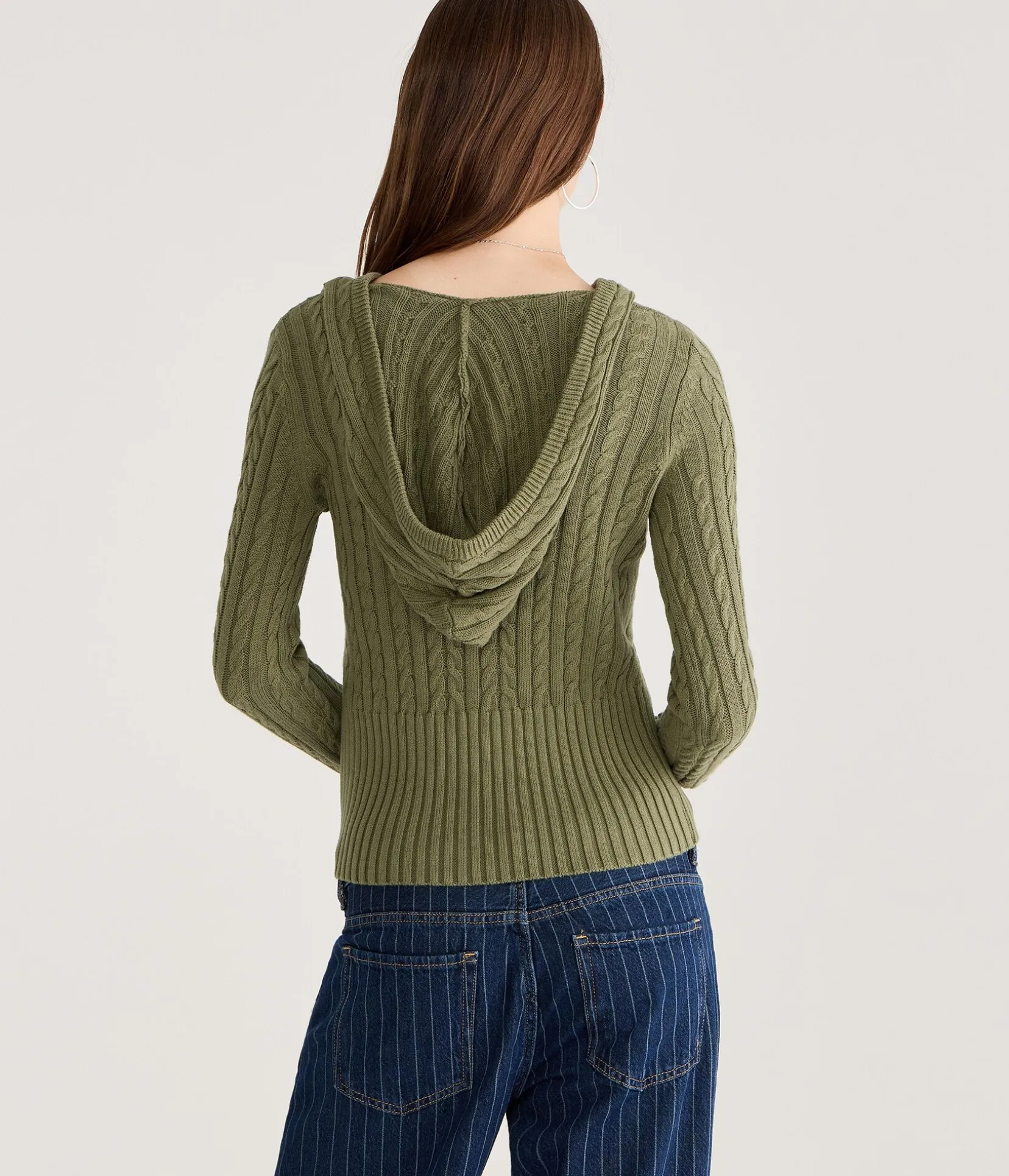 Cable High-Rib Hooded Sweater