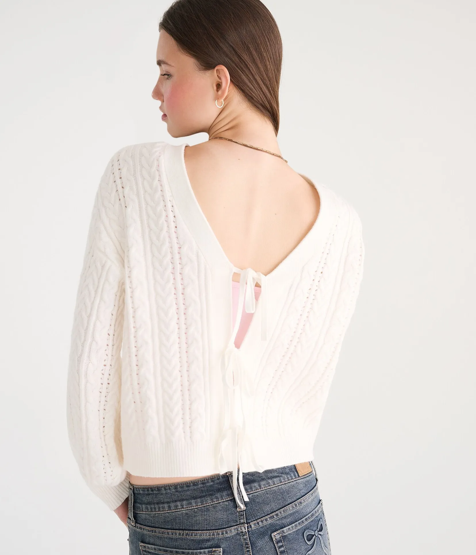 Cable Reversible Tie Cardigan