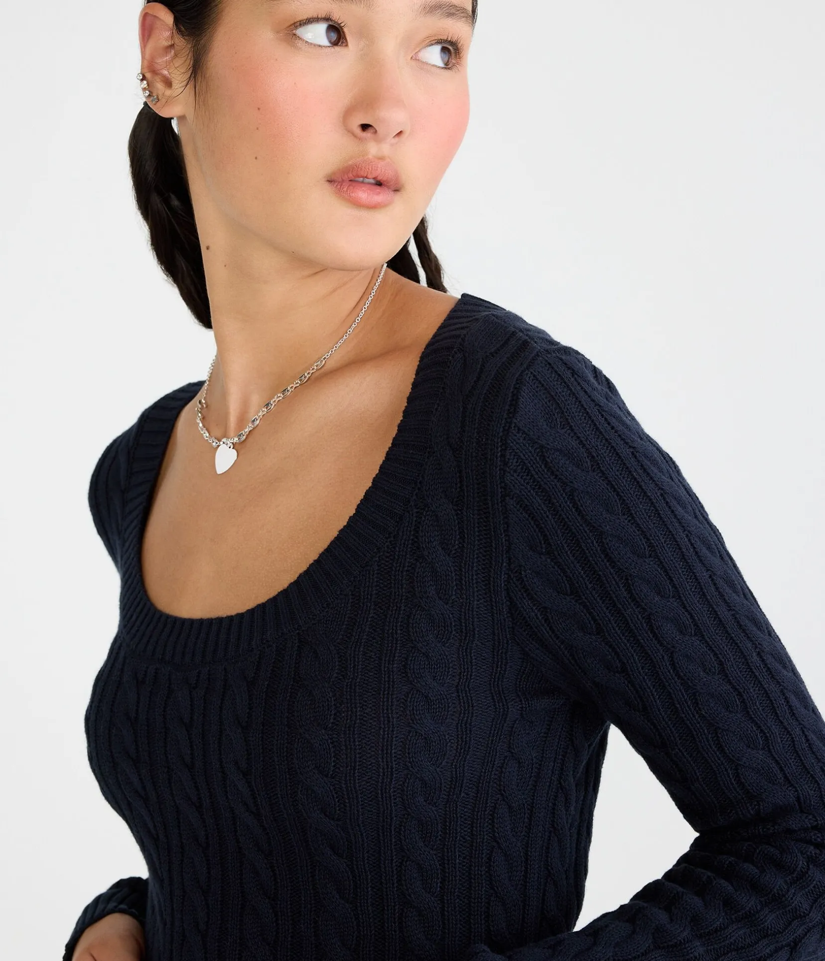 Cable Scoop-Neck Sweater