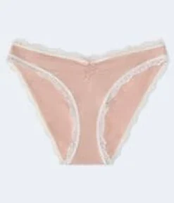 Cinched Low-Rise Lace-Trim Bikini