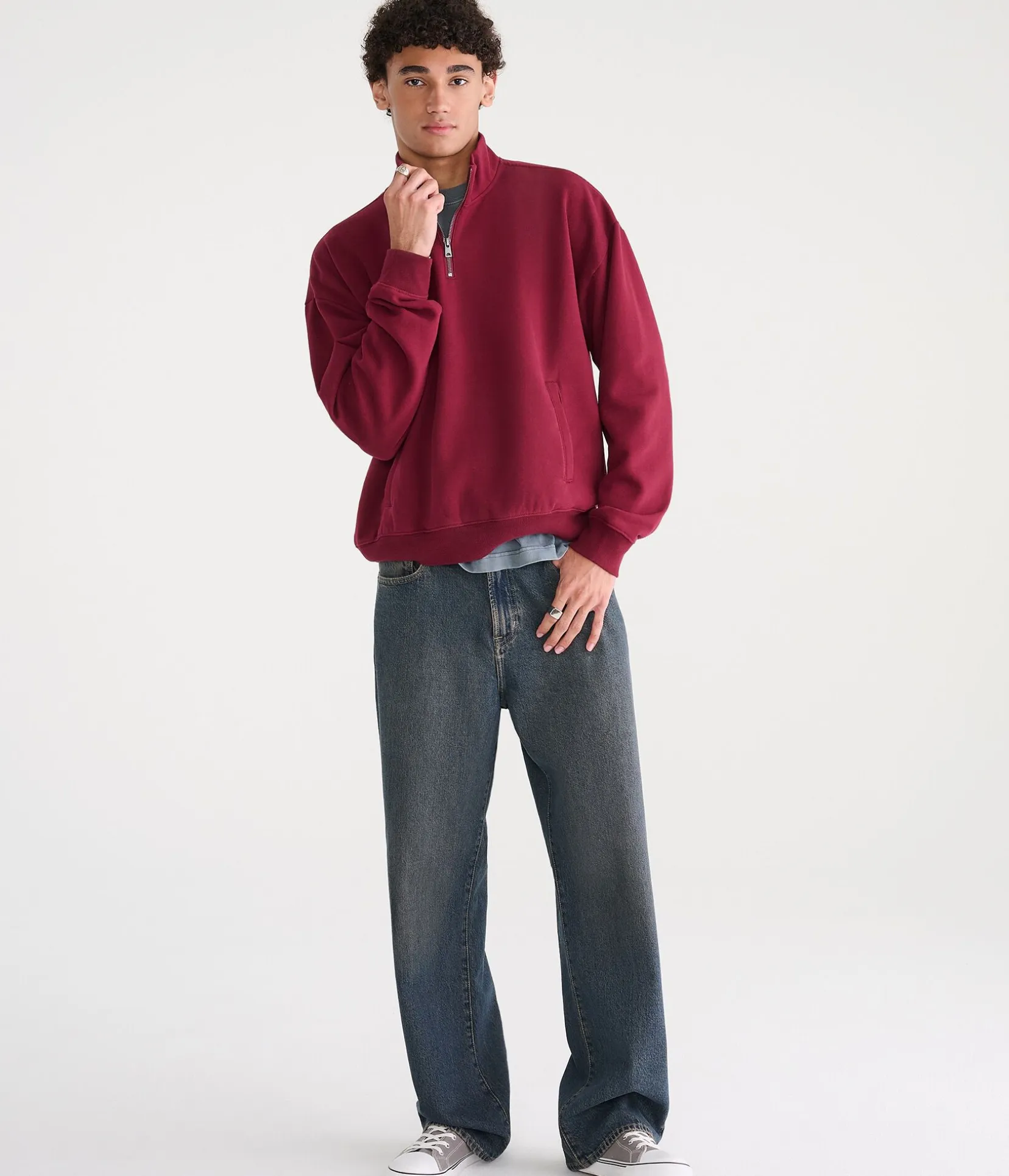 Cloud Soft Boxy Quarter-Zip Sweatshirt