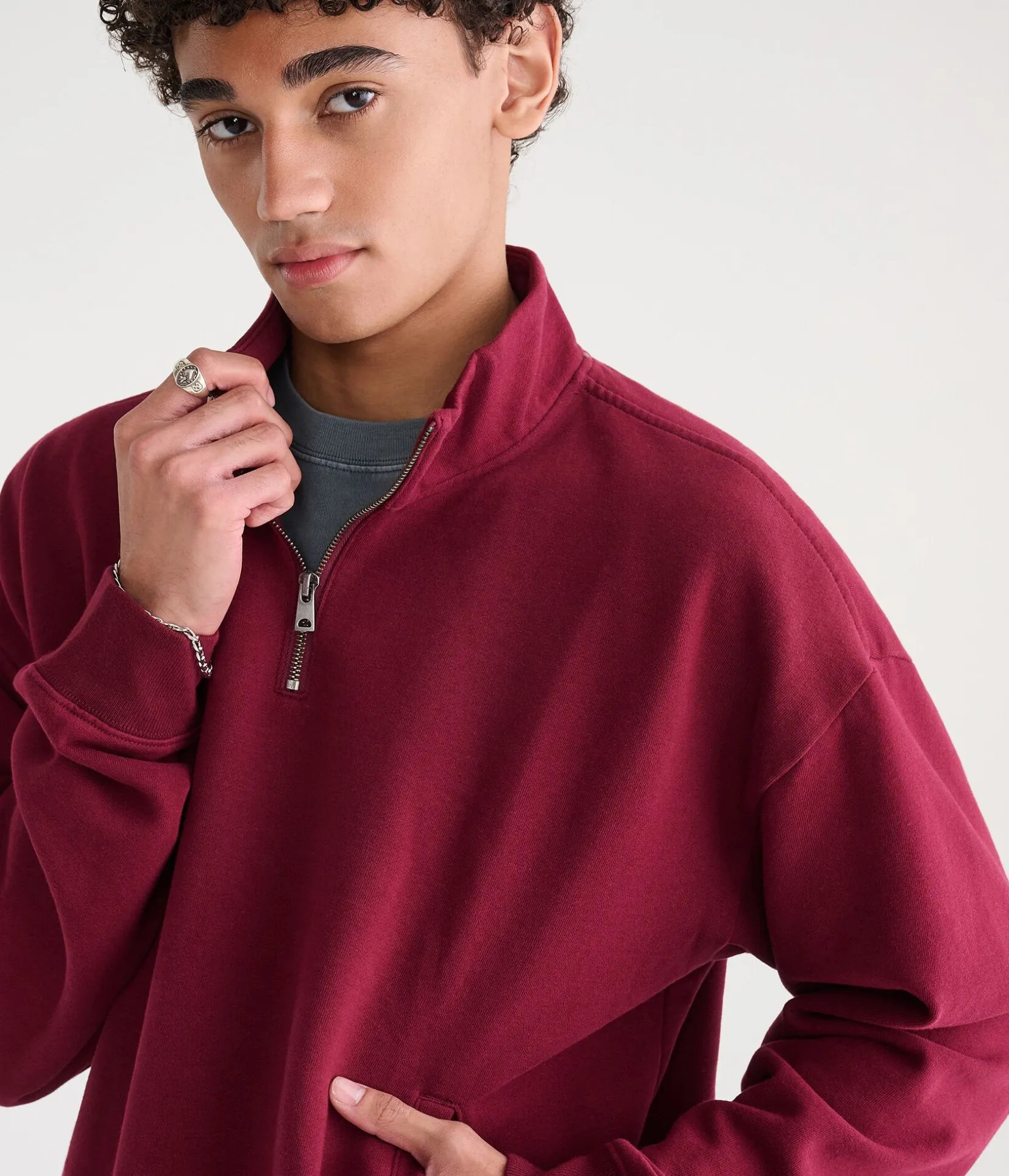 Cloud Soft Boxy Quarter-Zip Sweatshirt