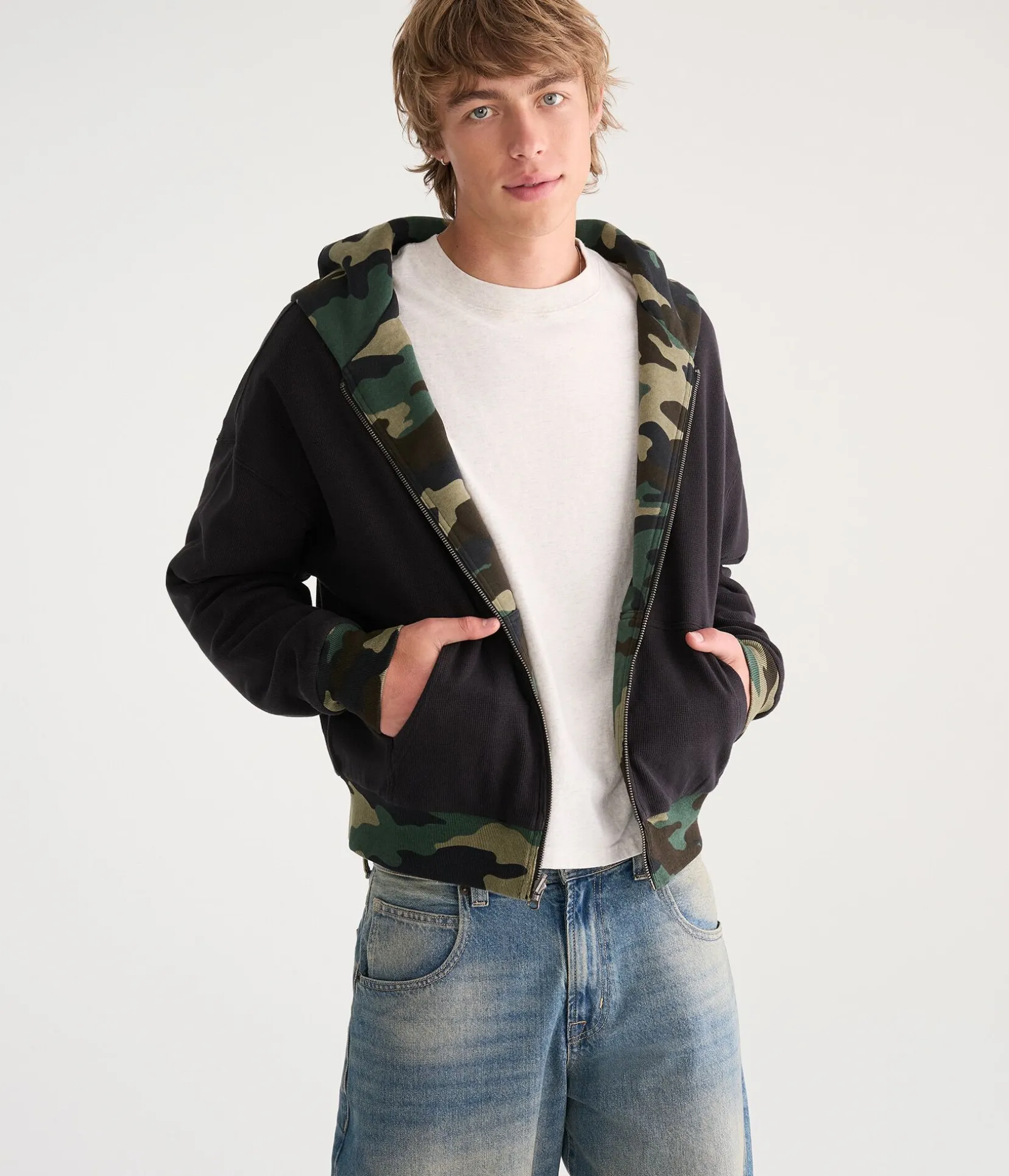 Cloud Soft Camo Reversible Boxy Full-Zip Hoodie