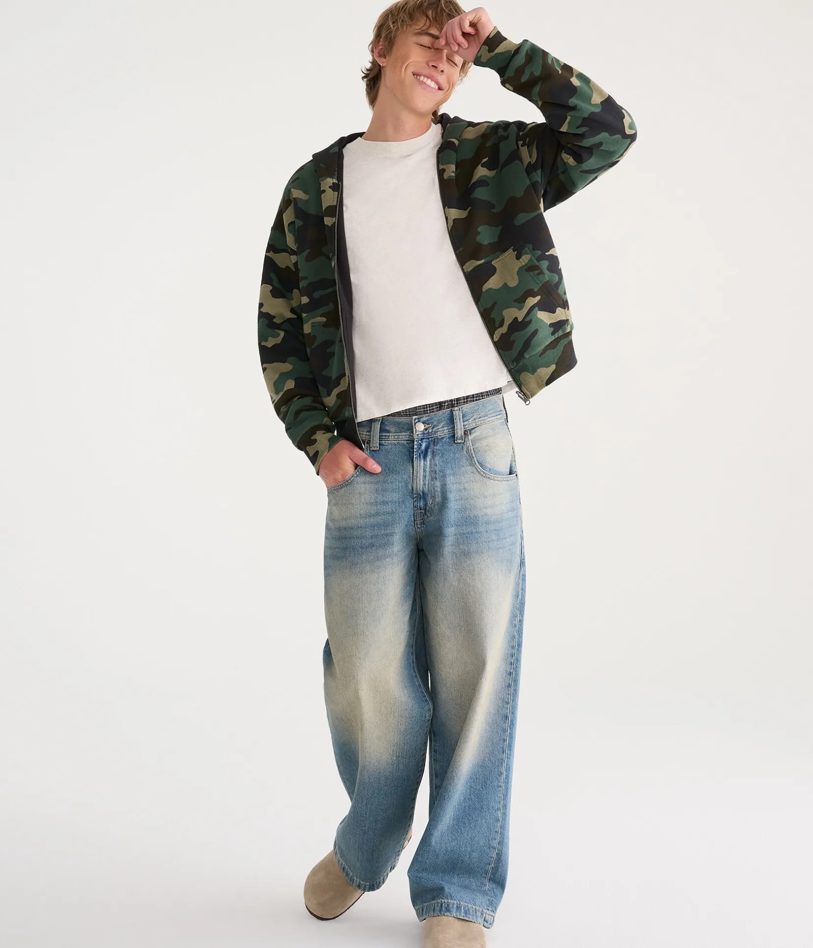 Cloud Soft Camo Reversible Boxy Full-Zip Hoodie
