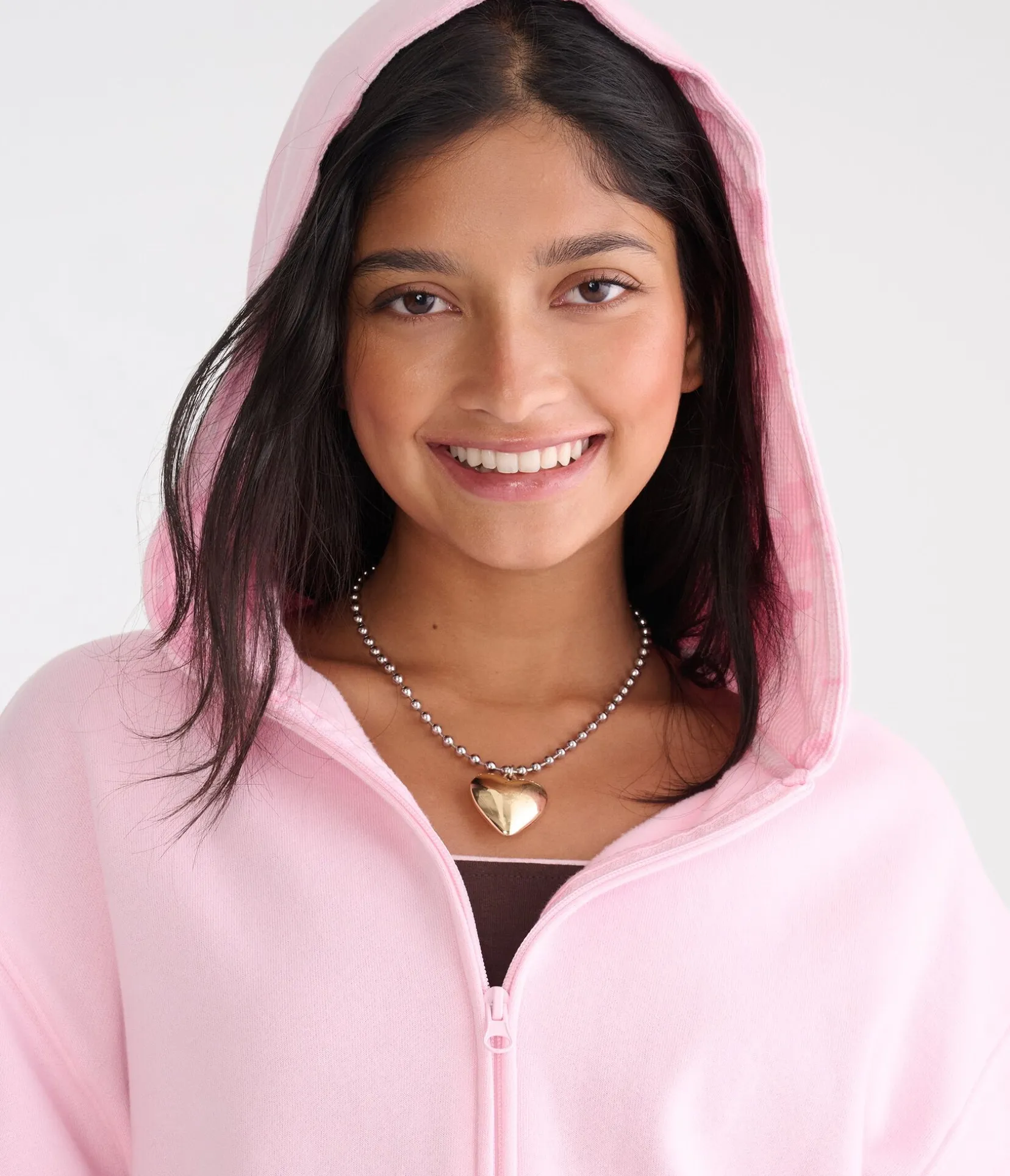 Cloud Soft Camo-Trim Oversized Full-Zip Hoodie