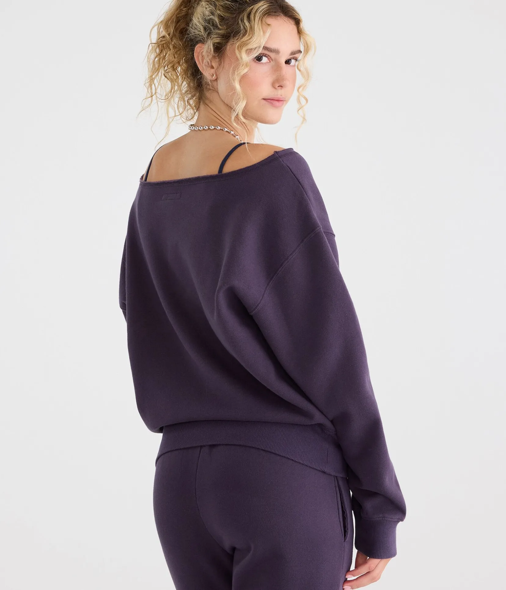 Cloud Soft Cinched Waist Off-The-Shoulder Sweatshirt