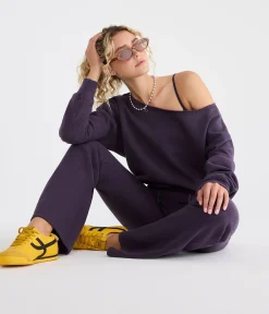 Cloud Soft Cinched Waist Off-The-Shoulder Sweatshirt