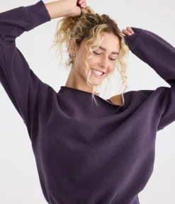 Cloud Soft Cinched Waist Off-The-Shoulder Sweatshirt