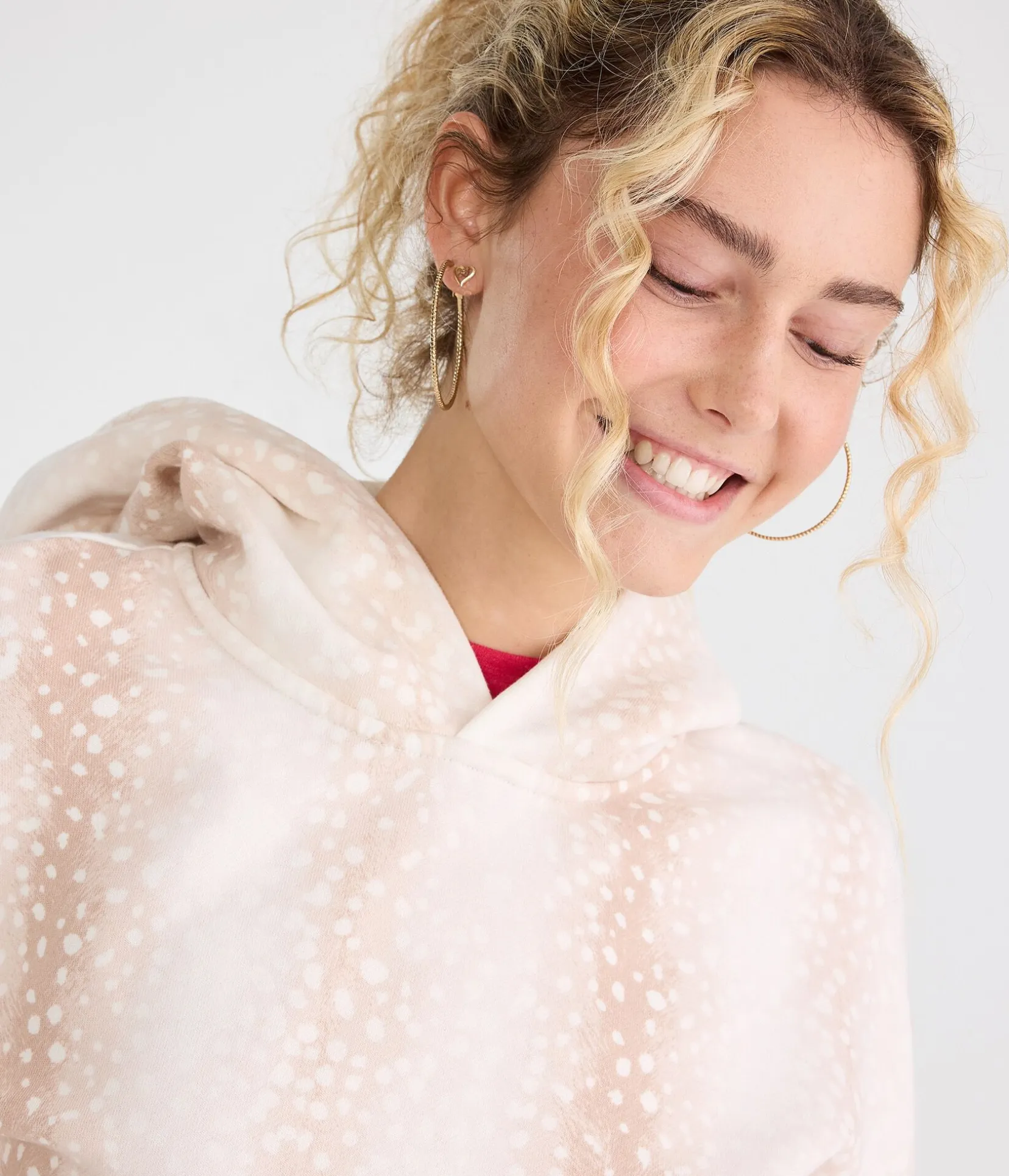 Cloud Soft Deer Print Oversized Pullover Hoodie