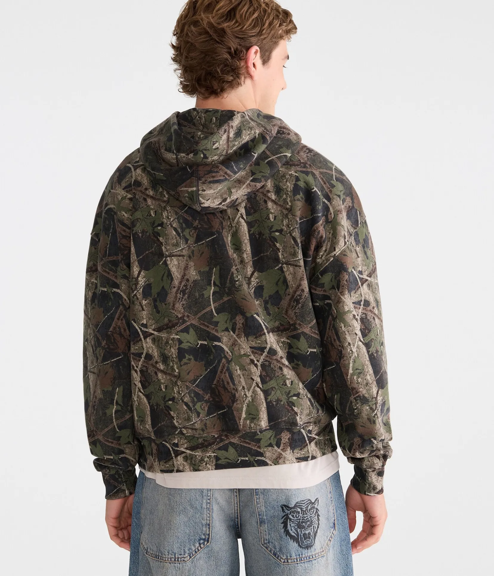 Cloud Soft Forest Camo Boxy Pullover Hoodie