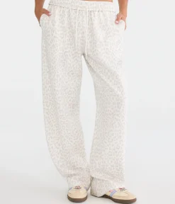Cloud Soft Leopard Print Mid-Rise Straight Leg Sweatpants