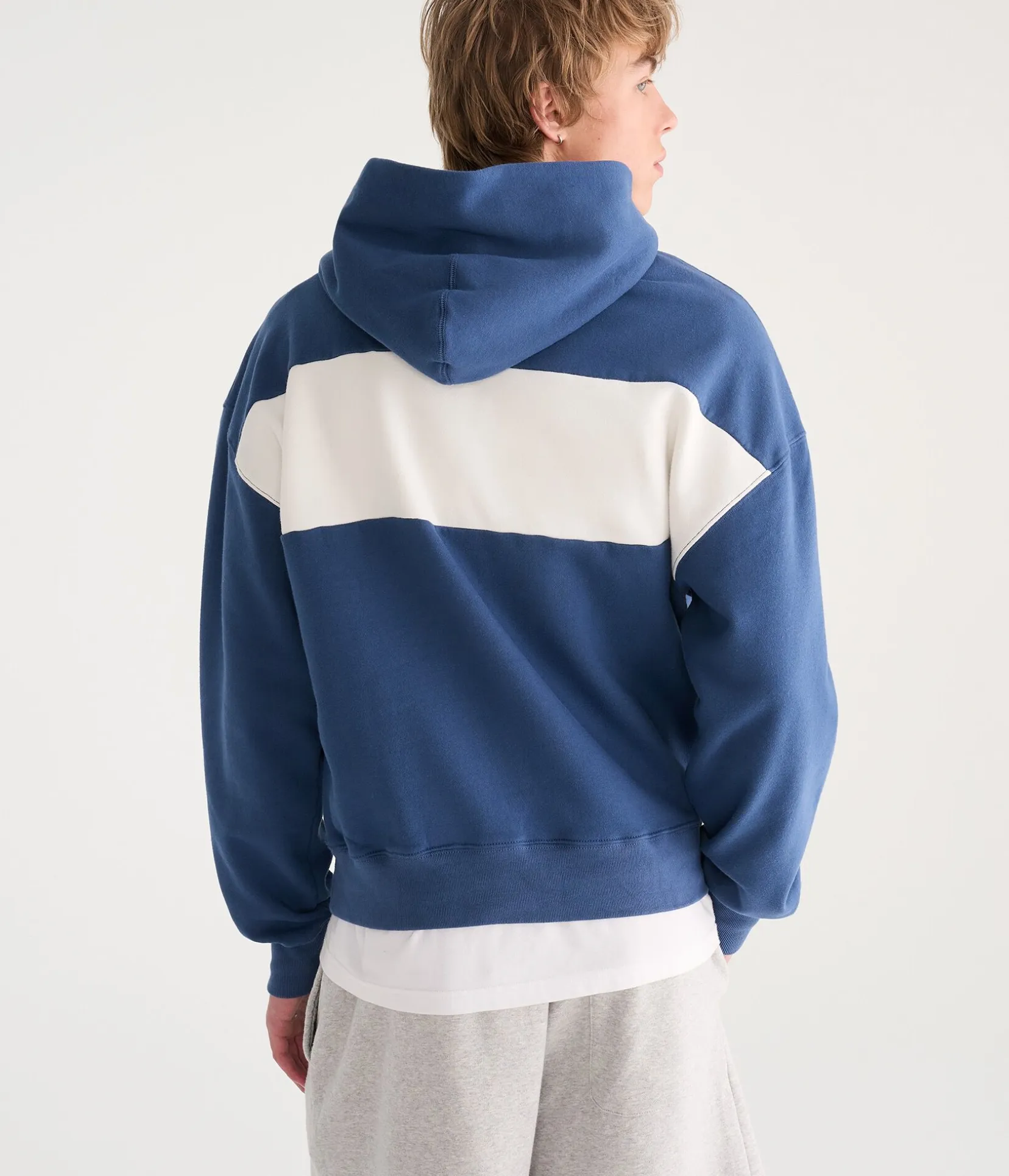 Cloud Soft Letter Logo Colorblock Boxy Pullover Hoodie