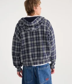 Cloud Soft Plaid Reversible Boxy Full-Zip Hoodie