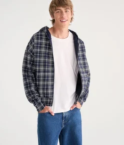 Cloud Soft Plaid Reversible Boxy Full-Zip Hoodie