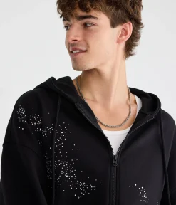 Cloud Soft Rhinestone Boxy Full-Zip Hoodie