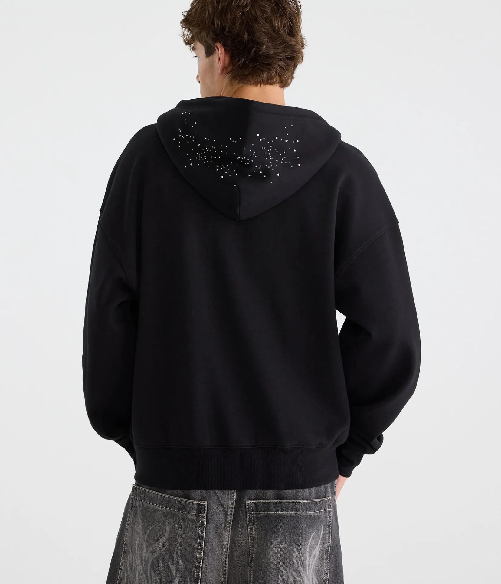 Cloud Soft Rhinestone Boxy Full-Zip Hoodie