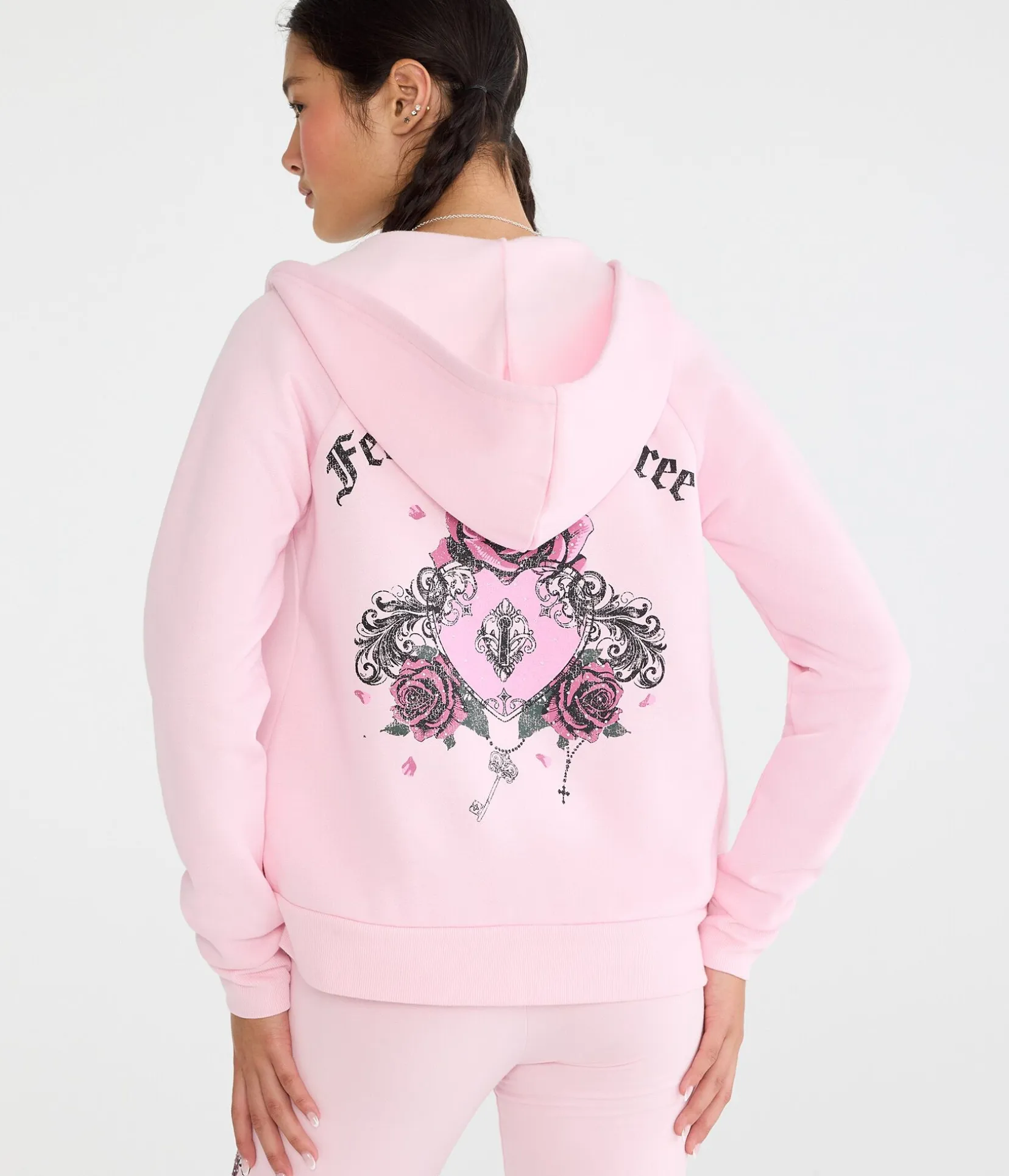 Cloud Soft Rose Locket Full-Zip Hoodie