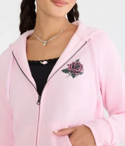 Cloud Soft Rose Locket Full-Zip Hoodie