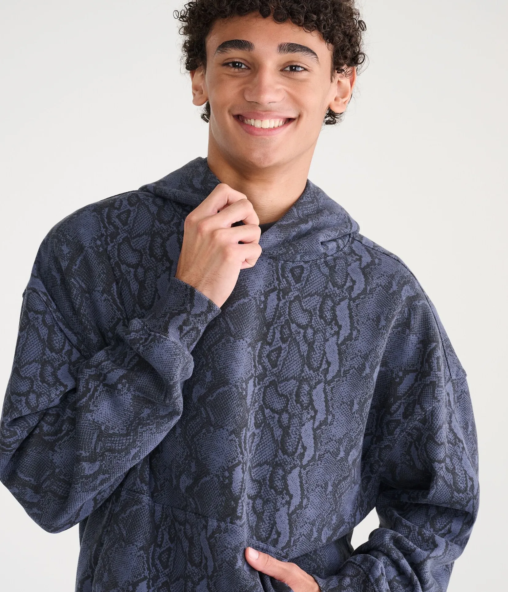 Cloud Soft Snake Print Boxy Pullover Hoodie