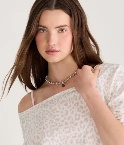 Cloud Soft Snow Leopard Print Oversized Off-The-Shoulder Sweatshirt