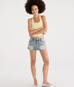Daisy & Ladybug Super Low-Rise Denim Mini Skirt