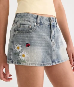 Daisy & Ladybug Super Low-Rise Denim Mini Skirt
