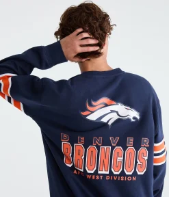 Denver Broncos Striped Sleeve Crew Sweatshirt