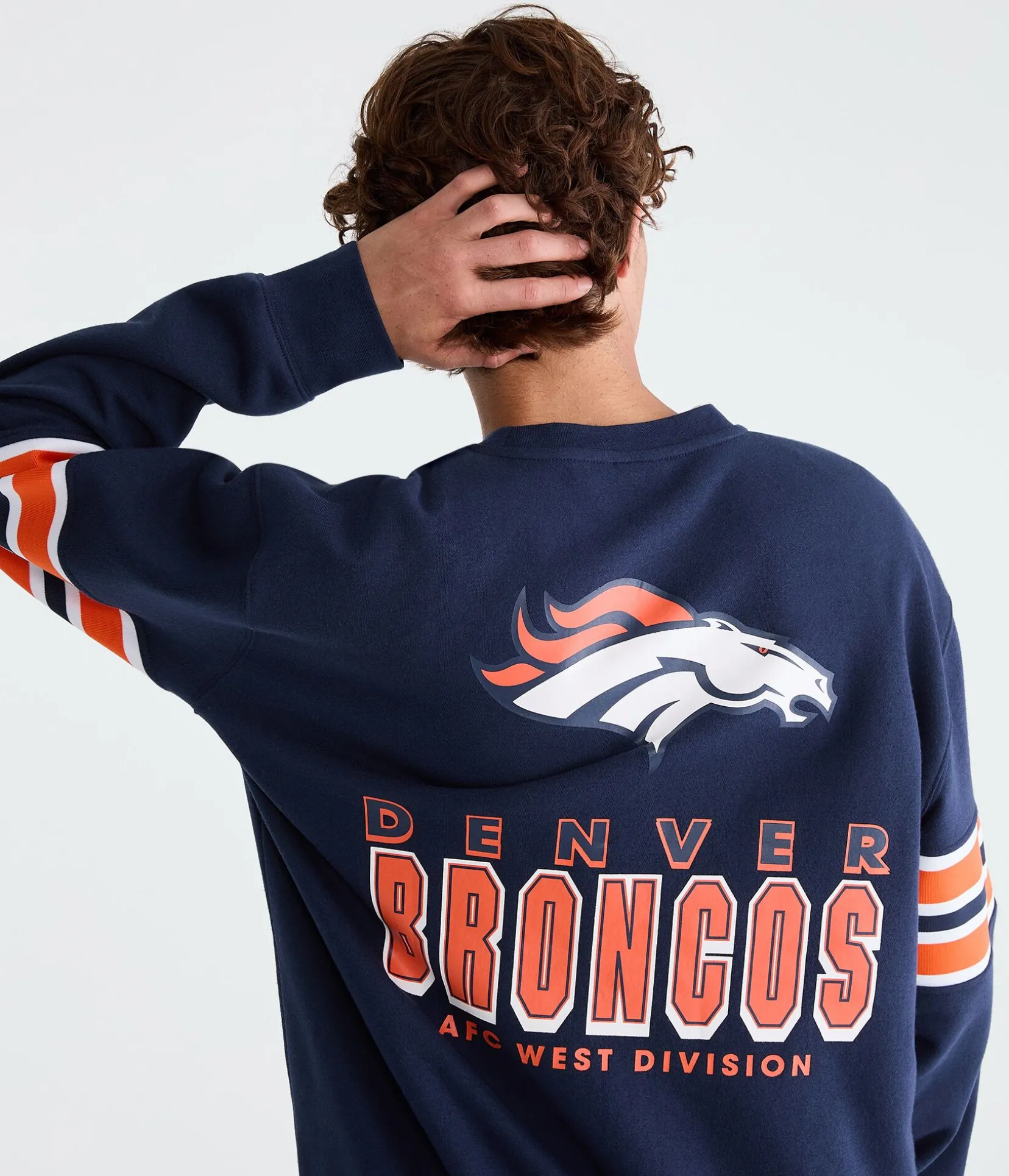 Denver Broncos Striped Sleeve Crew Sweatshirt