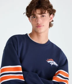 Denver Broncos Striped Sleeve Crew Sweatshirt