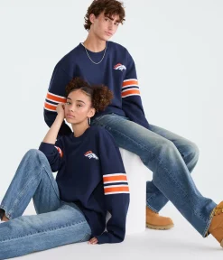 Denver Broncos Striped Sleeve Crew Sweatshirt