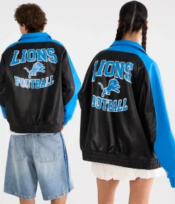 Detroit Lions Faux Leather Full-Zip Jacket