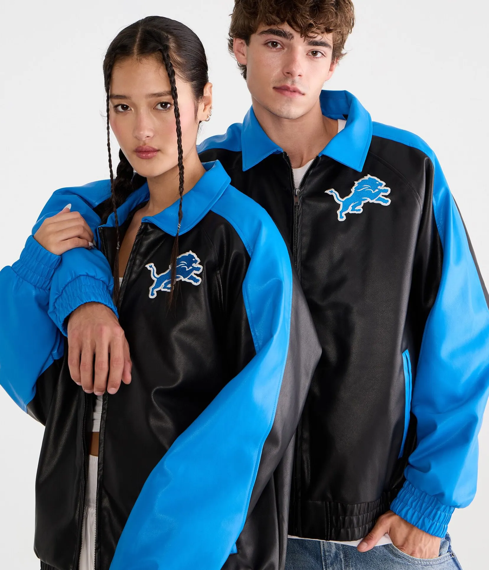 Detroit Lions Faux Leather Full-Zip Jacket