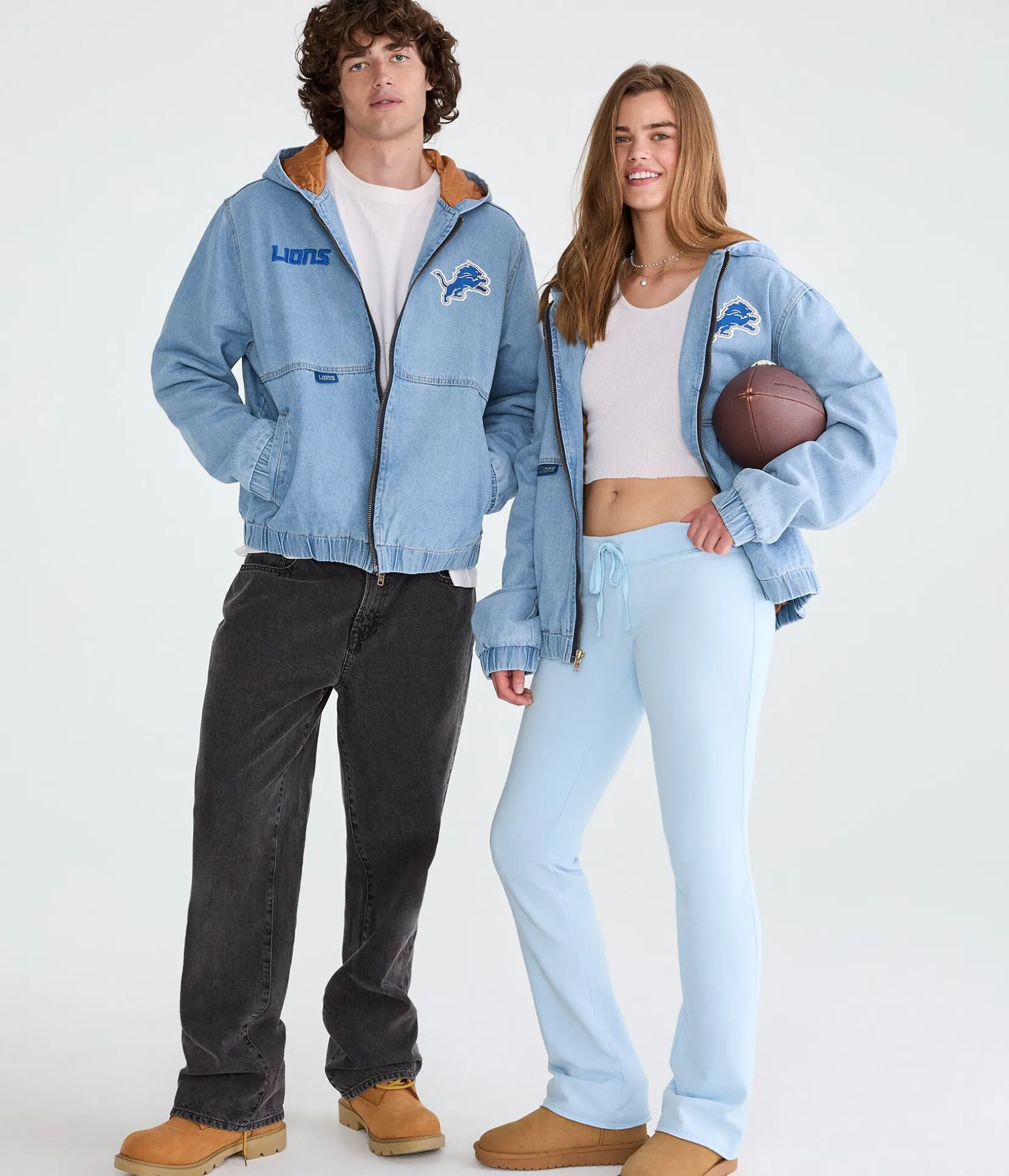 Detroit Lions Full-Zip Hooded Denim Jacket