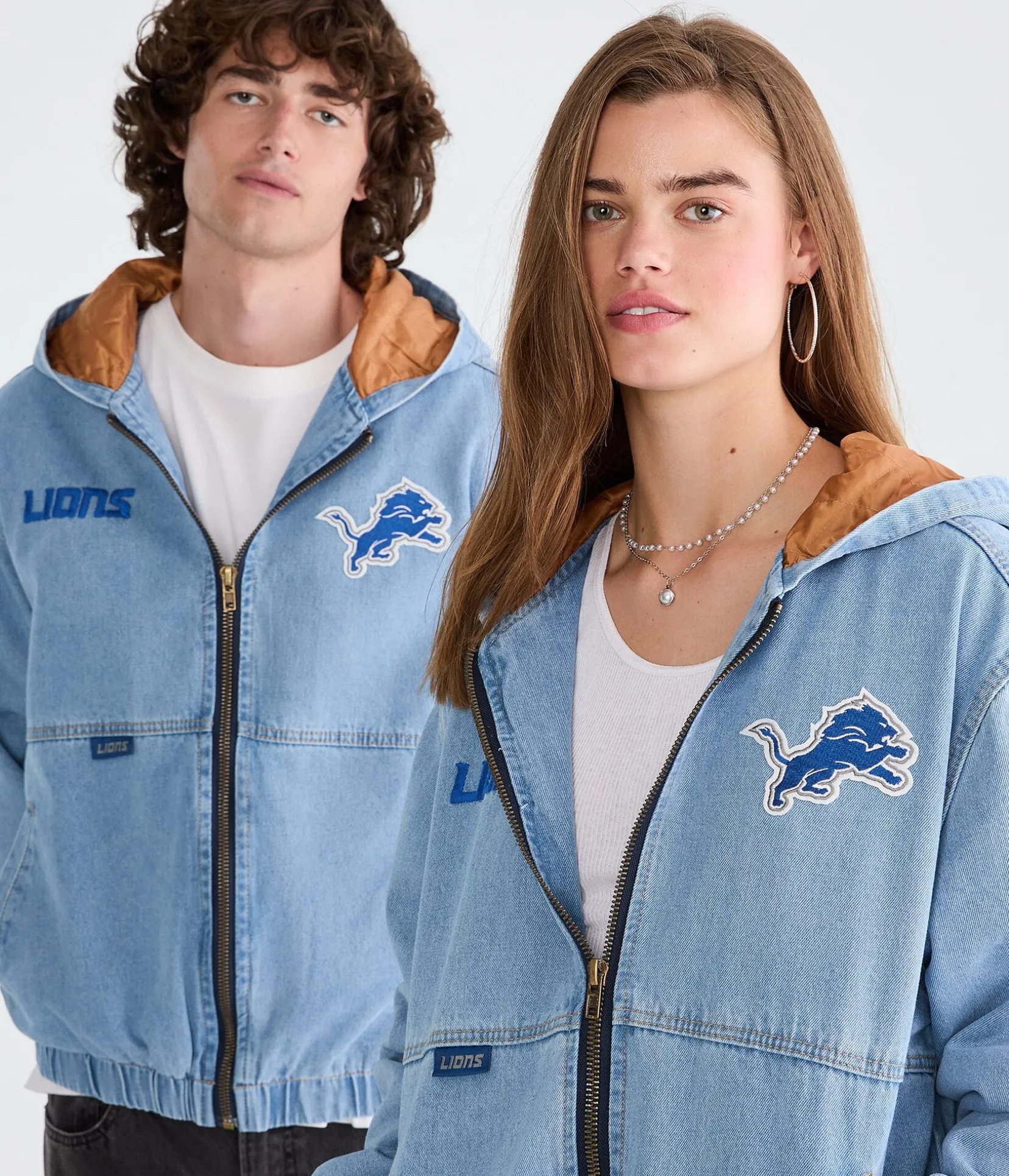 Detroit Lions Full-Zip Hooded Denim Jacket
