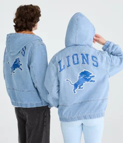 Detroit Lions Full-Zip Hooded Denim Jacket